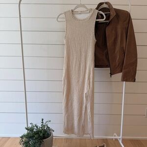 Aritzia Everyday Dress + Daniel Leather Jacket